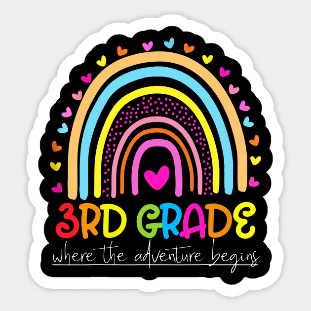 Rainbow 3rd Grade Where The Adventure Begins Sticker by Red and Black Floral
